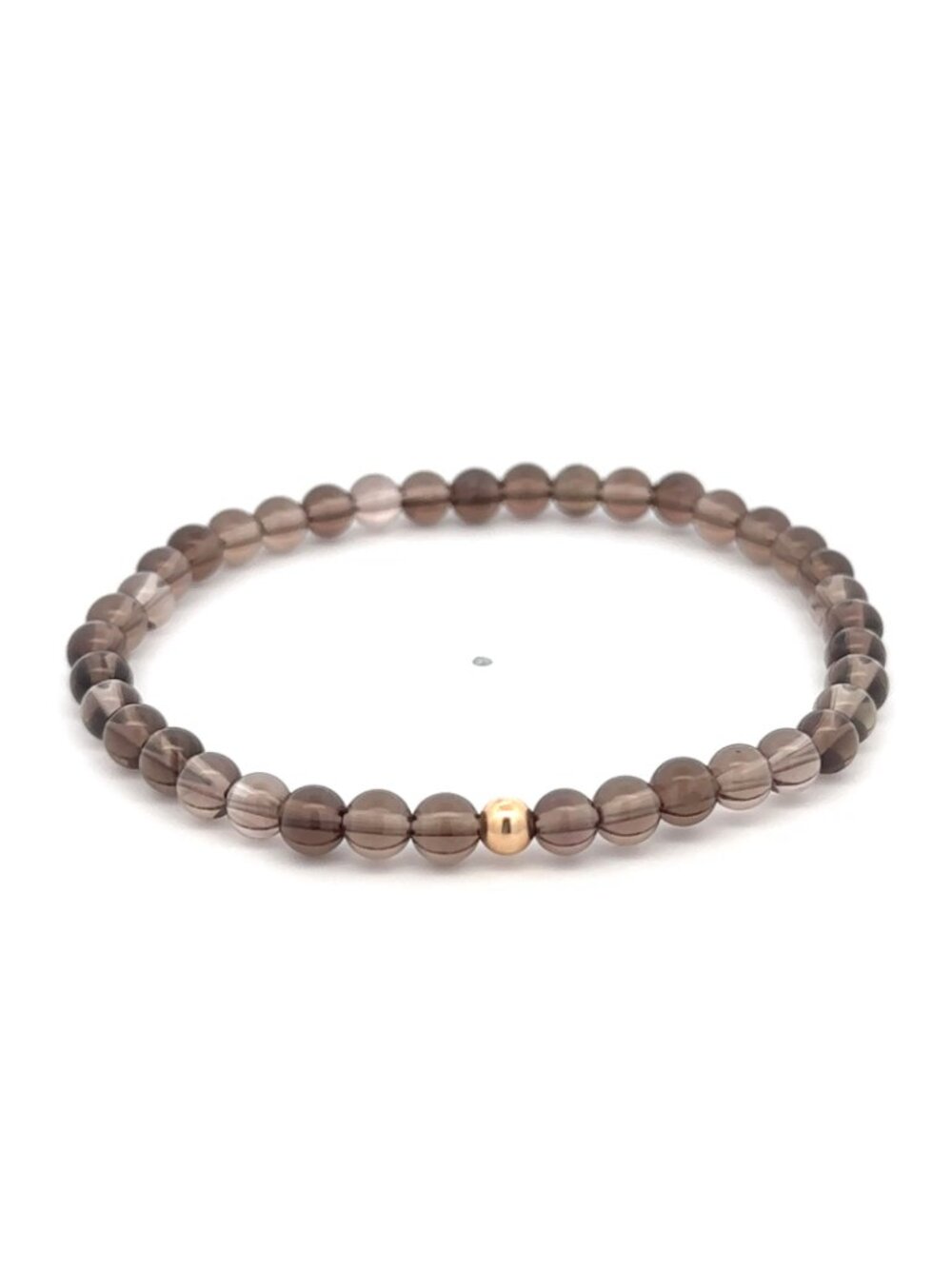 14K Gold Accent Natural Gemstone Smoky Quartz Stretch Bracelet Stackable Jewelry